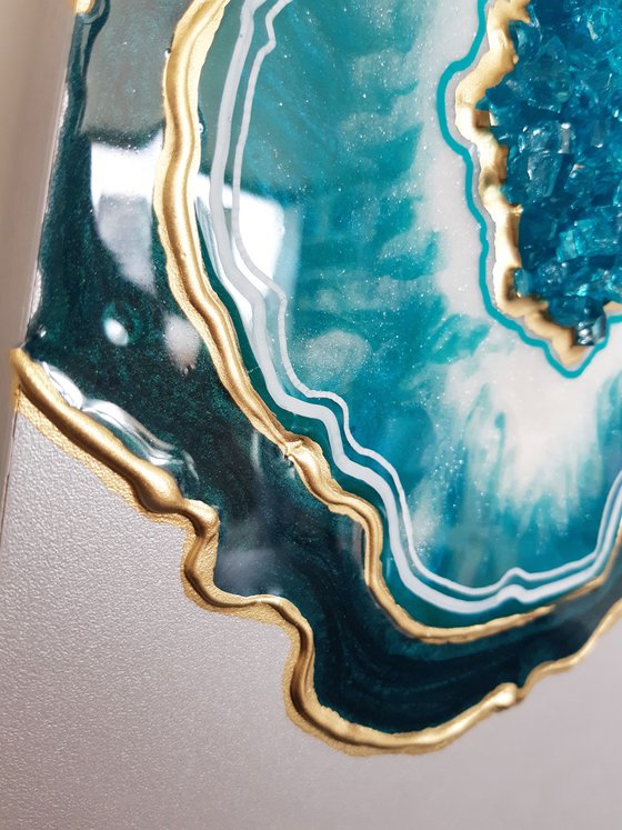 Agate geode. Мalachite Art.