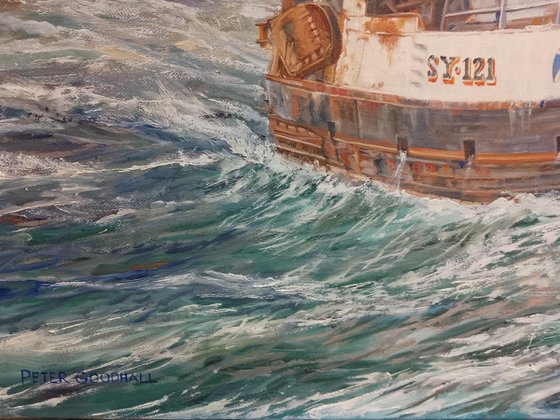 HOMEWARD BOUND IN HEAVY SEAS