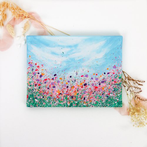 Happy Spring Bloom - Small Original Painting by Shazia Basheer