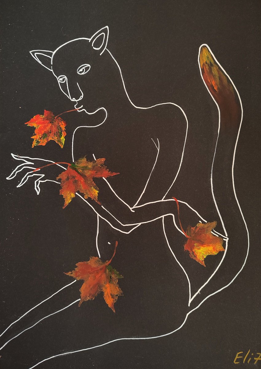 Surrealistic Acrylic Painting , Leaf Play By Elisheva Nesis, 9 X 13, Artwork For Sale On Artfinder