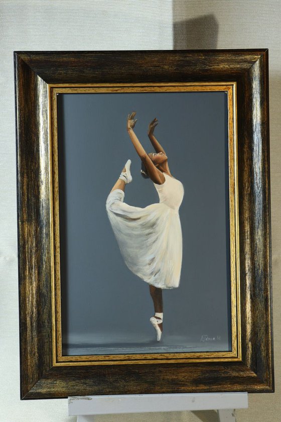 Ballet Portrait 1 , Dancer on Pointe, Ballet Oil Painting, Ballerina, Framed Art