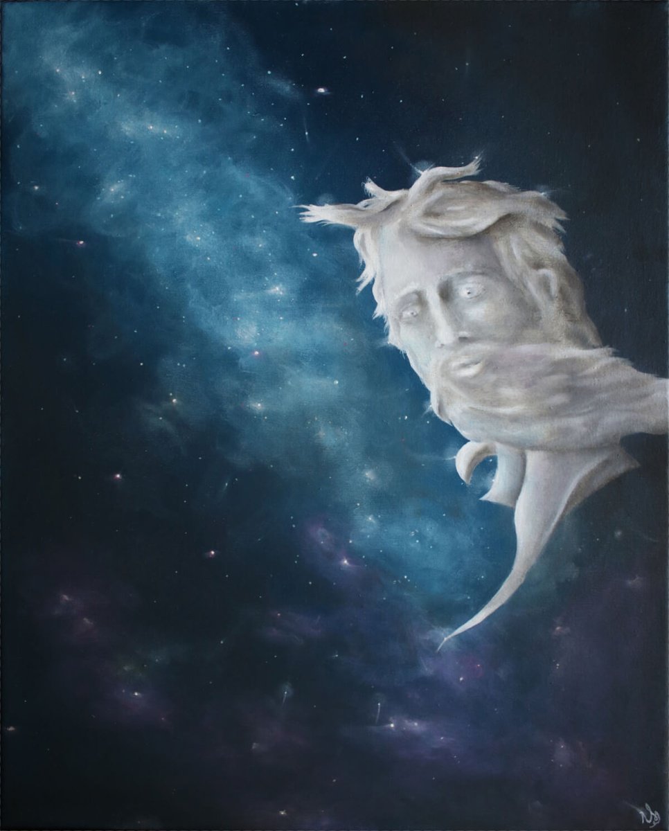 Surrealistic Landscape Oil Painting By Vanessa T Stefanova, 16 X 20", Galaxy, Original Artwork