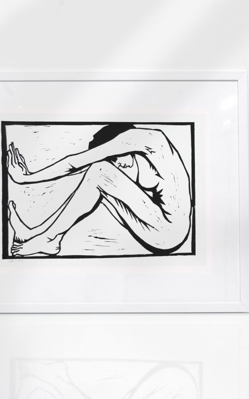 Nude Lino Cut Hand Pulled Print by Andrew Orton