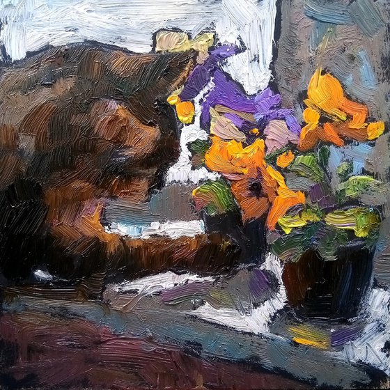 Cat with Pansies/2022