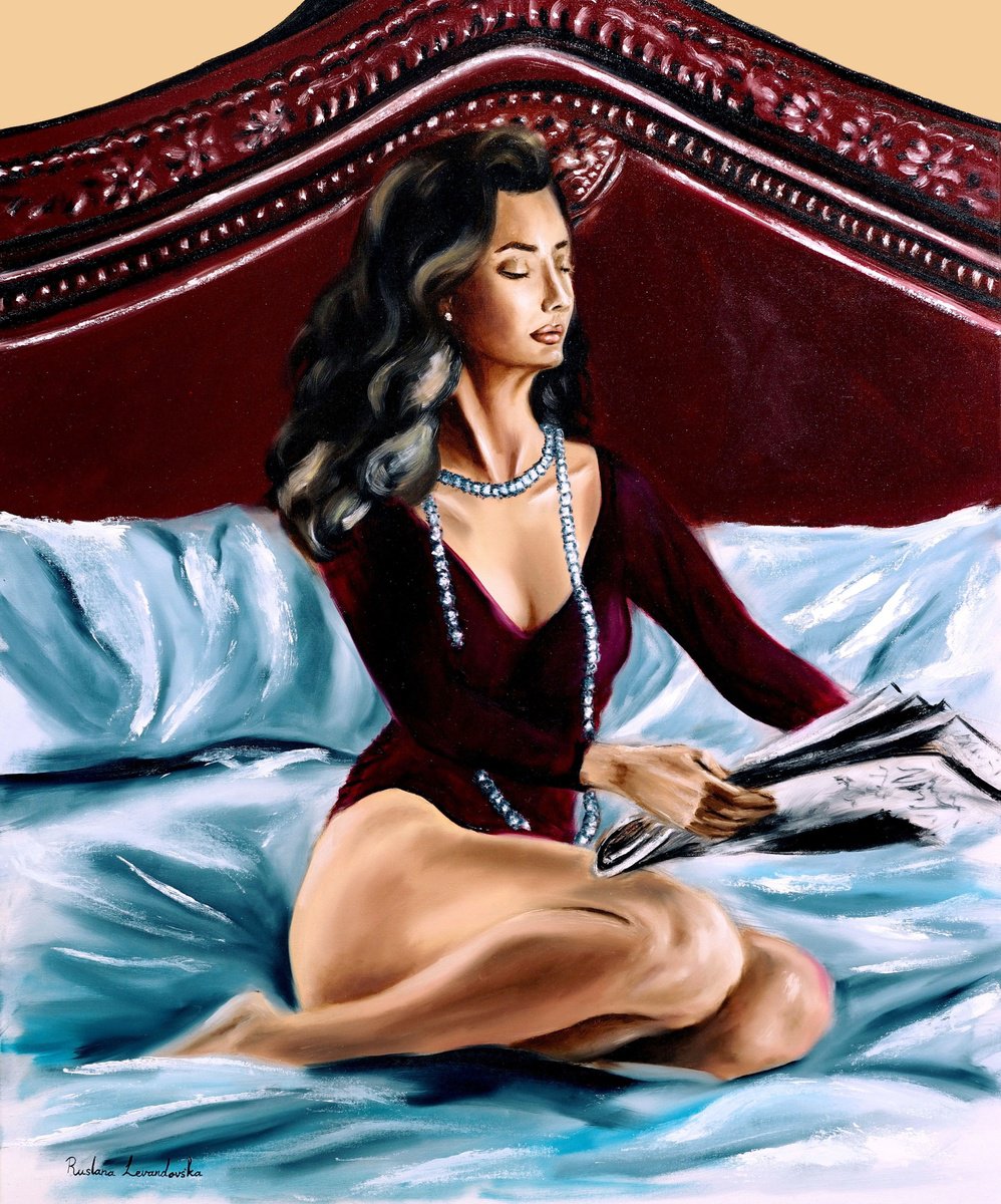 Impressionistic Portrait Oil Painting By Ruslana Levandovska, 30 X 36", The Reader Ii, Original Artwork