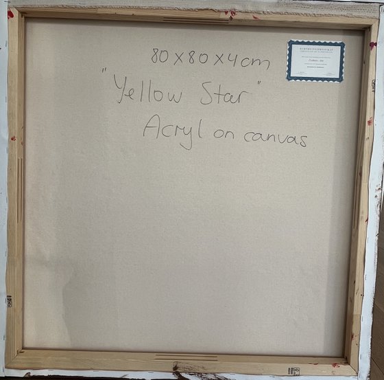 Hand-painted Yellow Star 80x80x4 cm