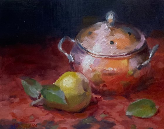 Copper Pot and Pear