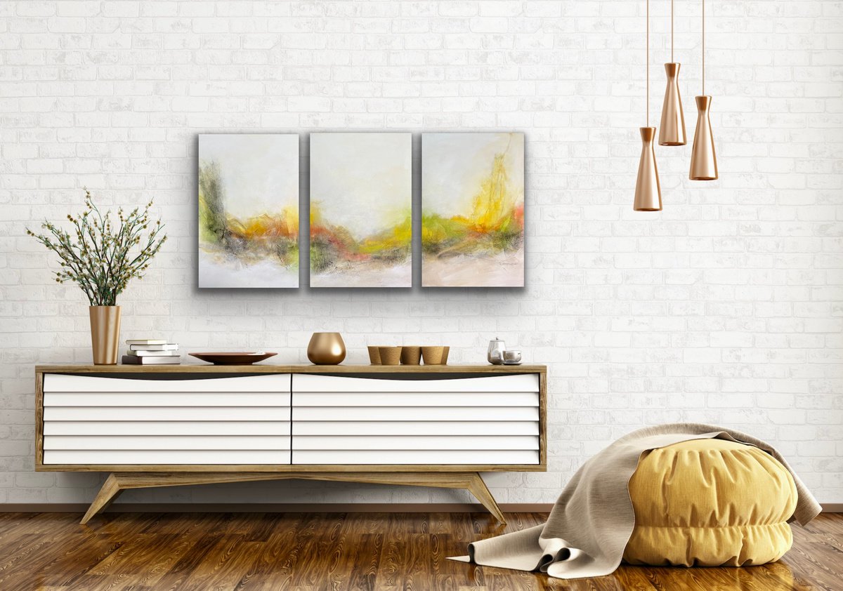 Organic Abstract Acrylic Painting By Kirsten Schankweiler, 47 X 24", Sunrise #1, Original Artwork