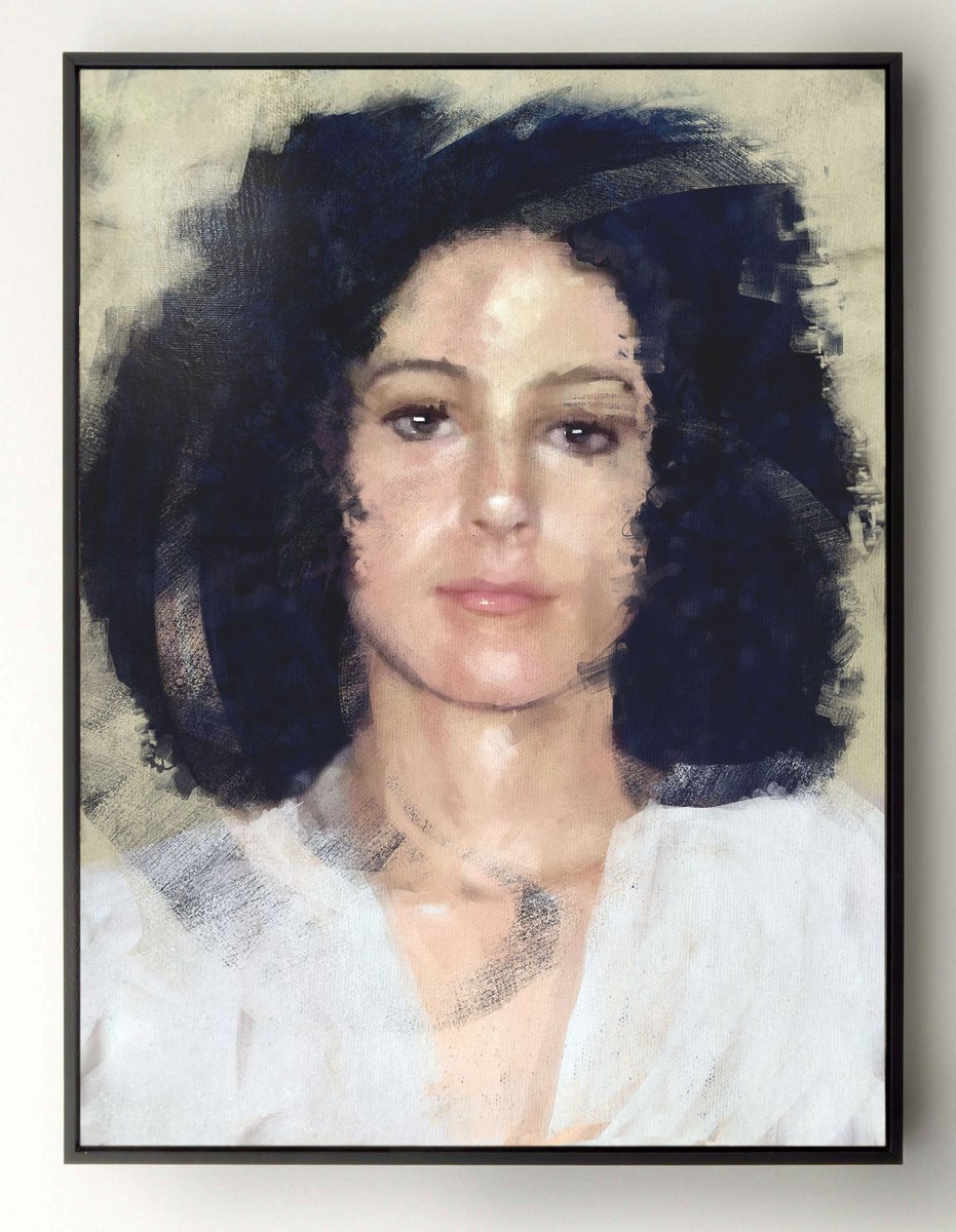 Impressionistic Portrait Acrylic Painting By Dario Moschetta, 24 X 31, Portrait 433.2021, Original Artwork