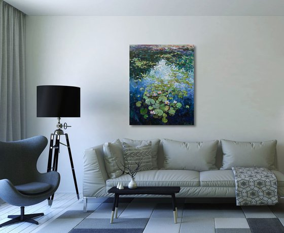 White water lilies Original Oil painting