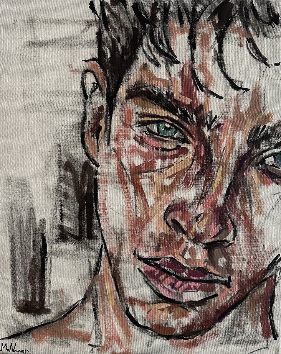Young man male portrait painting by Emmanouil Nanouris