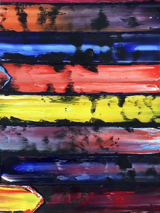 "Slip Through The Cracks" - Original PMS Abstract Oil Painting On Wooden Panel - 48" x 24"