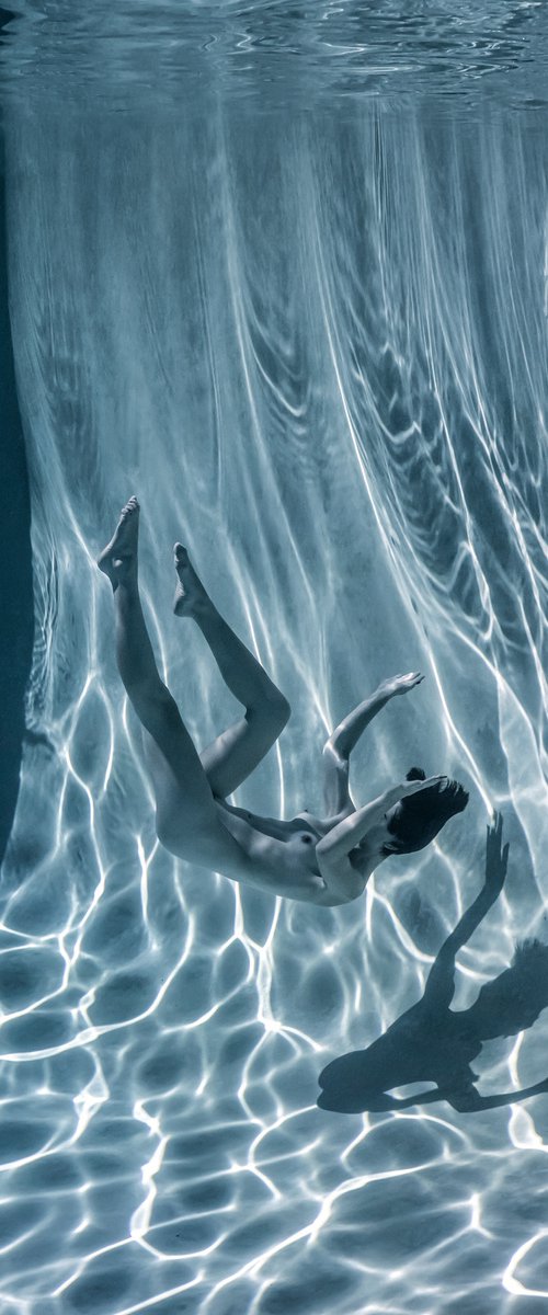 Slow Motion - underwater nude photograph - print on aluminum 36" x 24" by Alex Sher