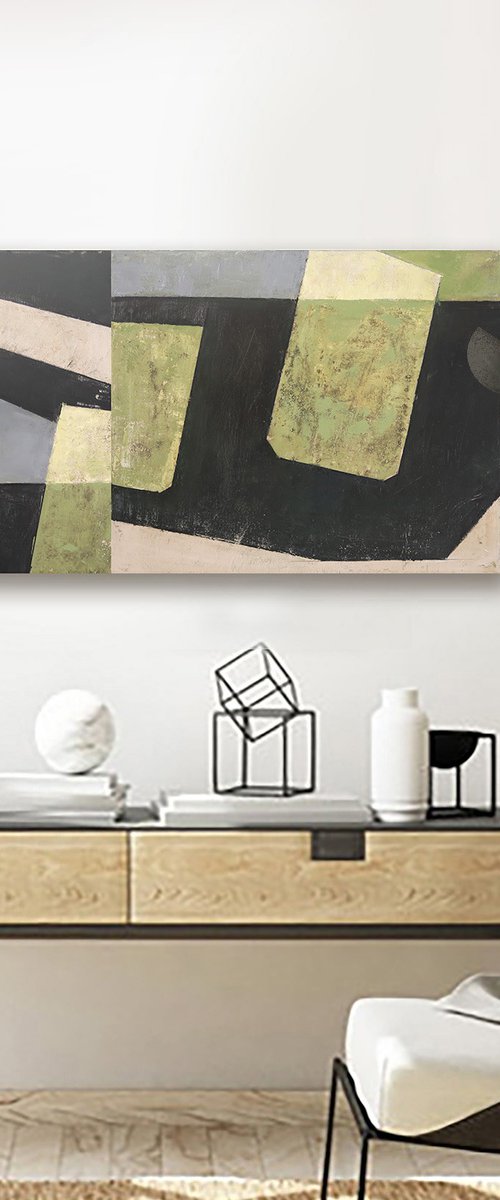 Abstract Diptych 2 48x20 by Bo Kravchenko