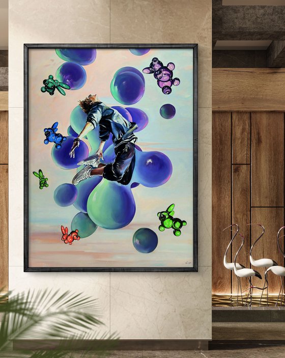 Tiktok Man Jumping - Left part of the diptych