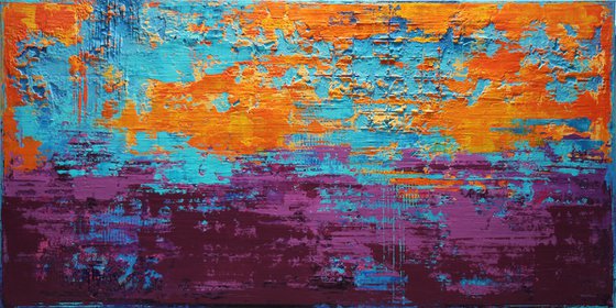 LAVENDER SUNSET - 160 x 80 CM - TEXTURED ACRYLIC PAINTING ON CANVAS * VIBRANT COLORS