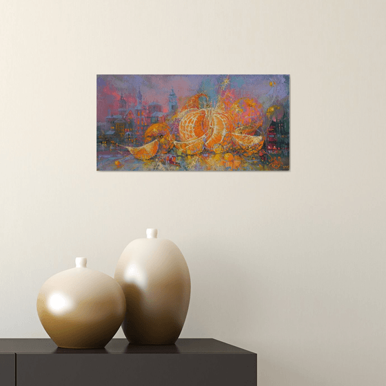 "Cheerful orange" Original art Original painting oil on canvas