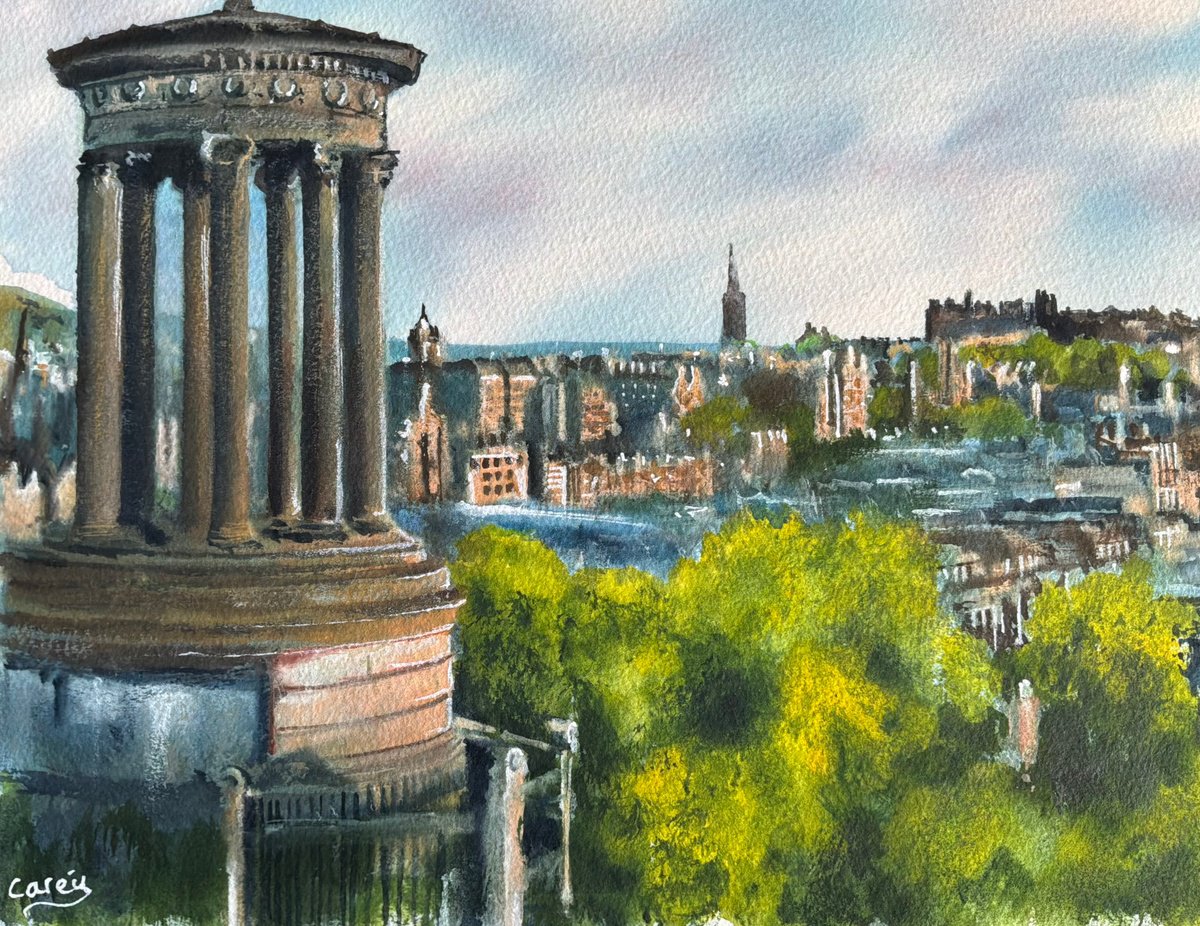 Photorealistic Watercolour , View Across Edinburgh By Darren Carey, 15 X 11, Artwork For Sale On Artfinder