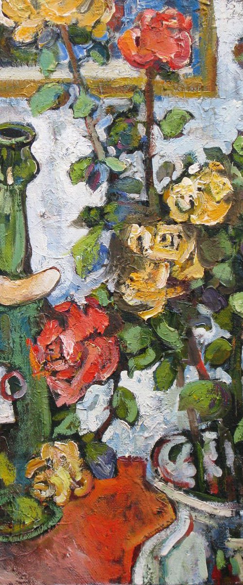 Roses and wine. by Nikifor Swiristuhin