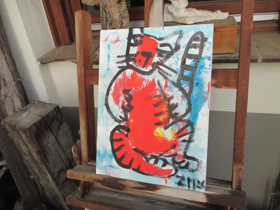 expressive  red cat  11,8 x 15,7 inch