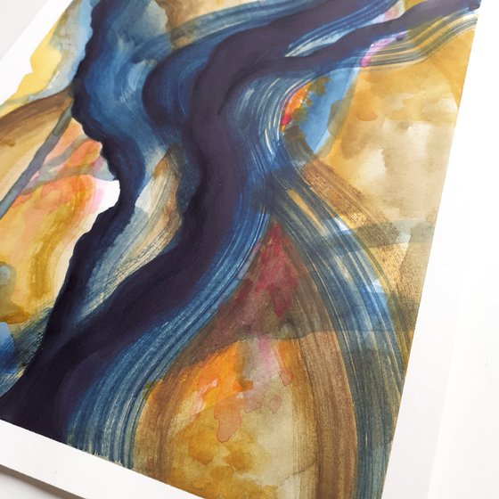 'Striations' Original Watercolour Abstract Painting approx. 9" x 12"