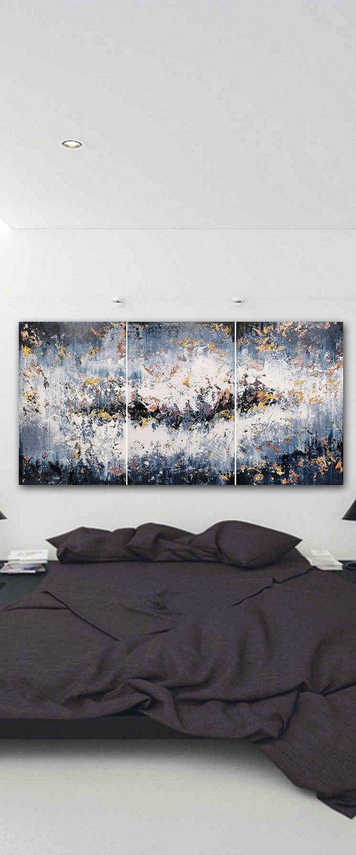180x90cm. / Abstract triptych / Abstract 2179 by Alex Senchenko