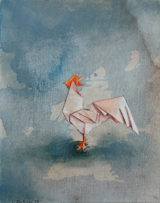 Origami oil rooster