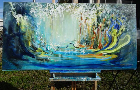 Abstract Floral Landscape. Floral Garden. Abstract Flowers. Forest. Original Painting on Canvas. Impressionism. Modern Art