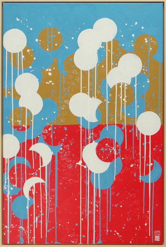 Abstract painting - Pop Colors in Red vertical - incl.frame - Ronald Hunter - 07M