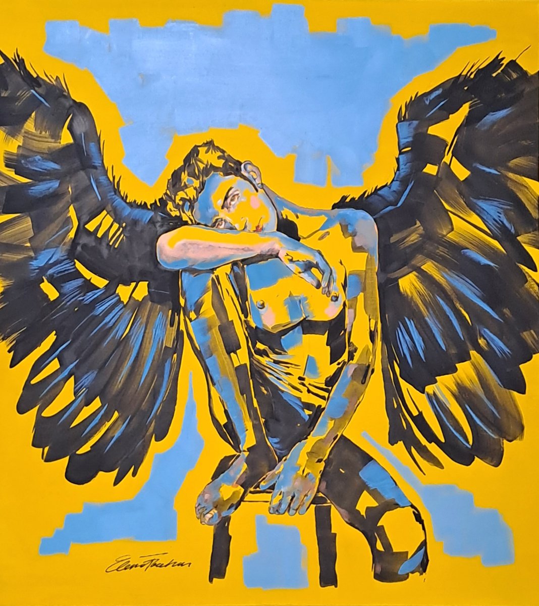 ARCANGELO (Archangel) canvas - mixed technique - acrylic / oil by Elena Facchini