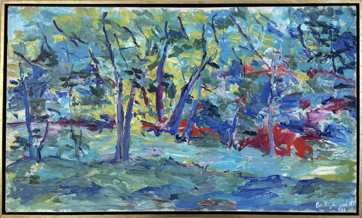 Impressionistic Landscape Acrylic Painting By Beatriz Candioti, 34 X 21, Summer Waters No. 1, Original Artwork