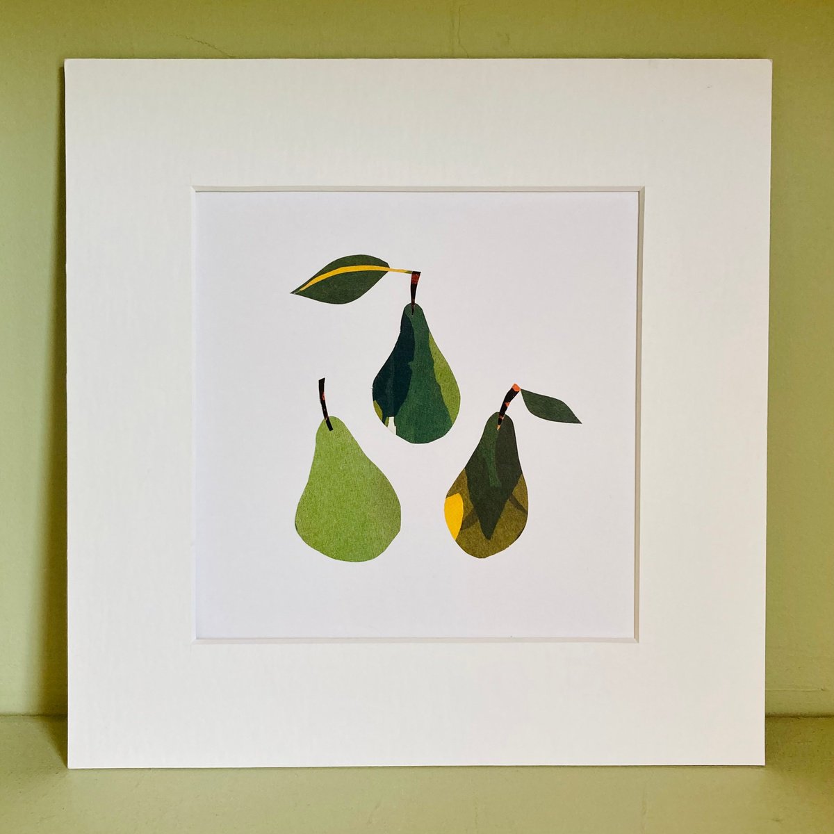 Three Pears Original Collage by Kate Mac