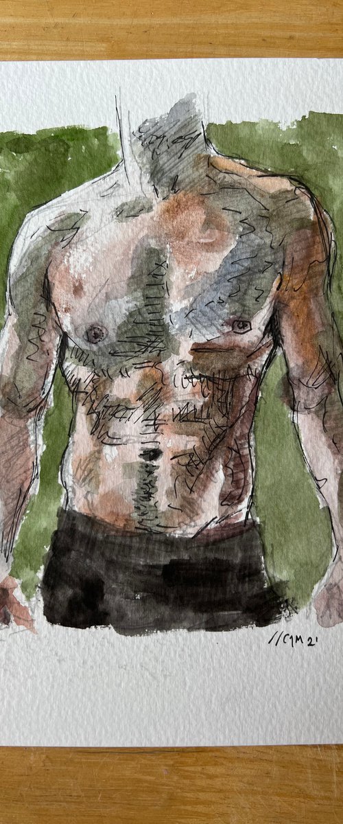 Torso composition in green and rust by Christopher James Murphy