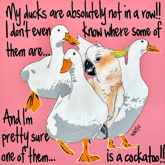 Ducks in a Row Pink Cockatoo 61cm x 61cm