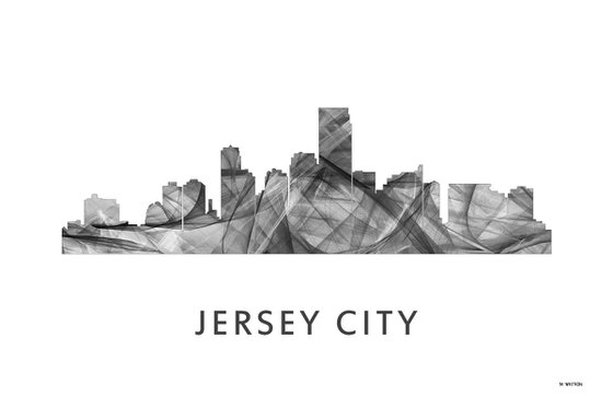 Jersey City, New Jersey Skyline WB BW