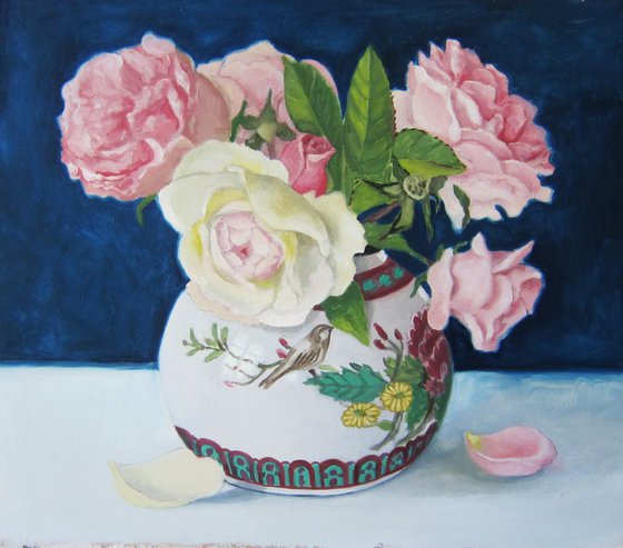 Roses in Chinese pot
