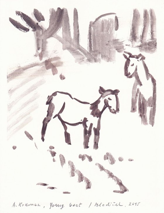 Young Goat - Mladiček, January 2015, acrylic on paper, 22,5 x 17,5 cm