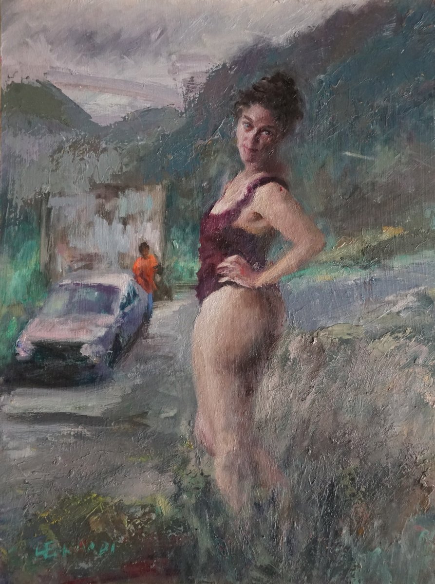 Expressive Portrait Oil Painting By Manuel Leonardi, 12 X 16", Saudade, Original Artwork