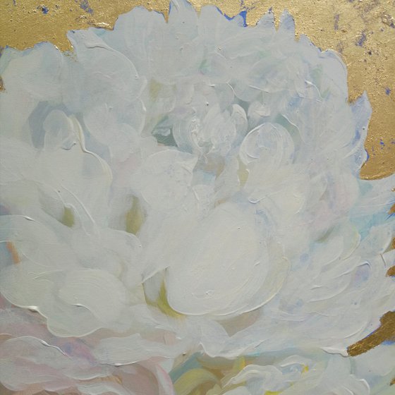 Peonies on gold background