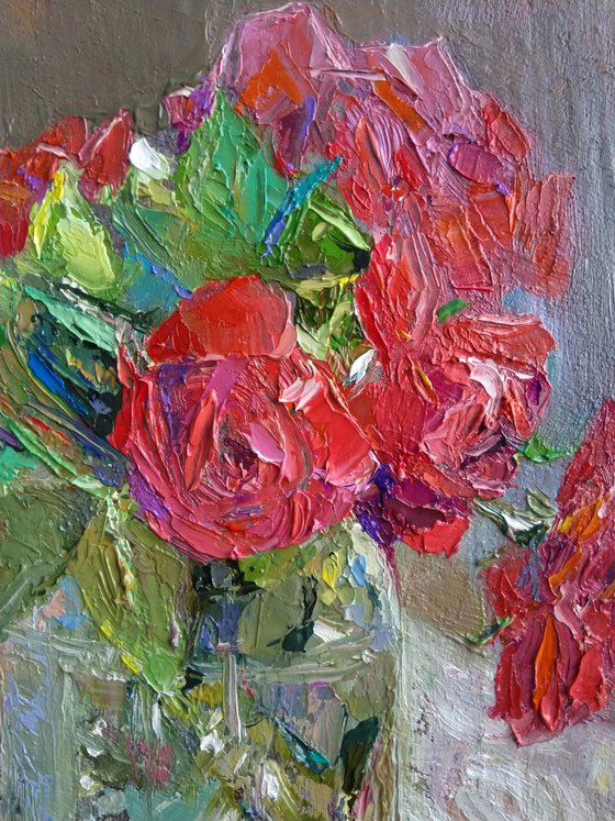 Still life- roses (40x47cm, oil canvas, ready to hang)