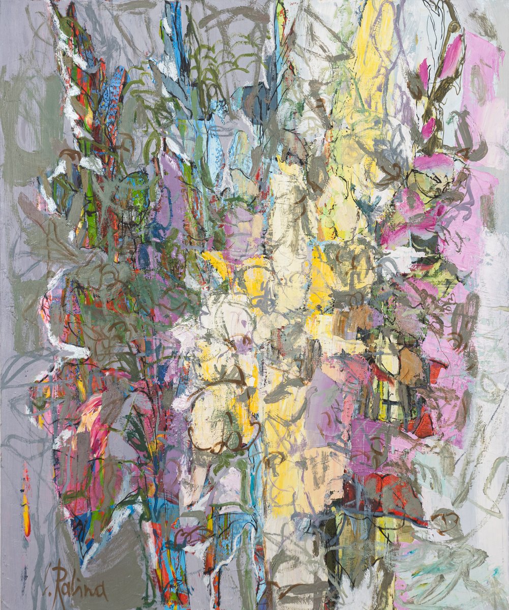 Organic Abstract Oil Painting By Yelena Ralina, 39 X 47", Lost In Fairy Tale, Original Artwork