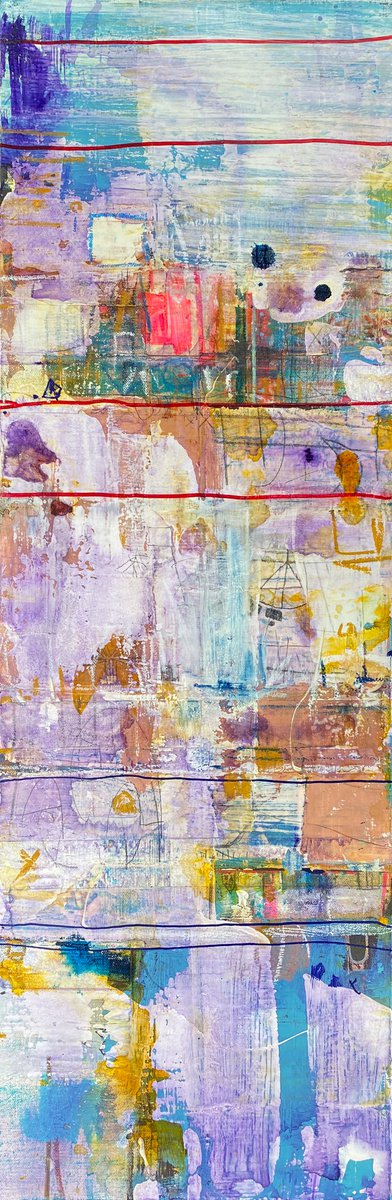 Abstract Oil Painting By Jason Forcier, 12 X 36, Pleasant Surprise, Original Artwork