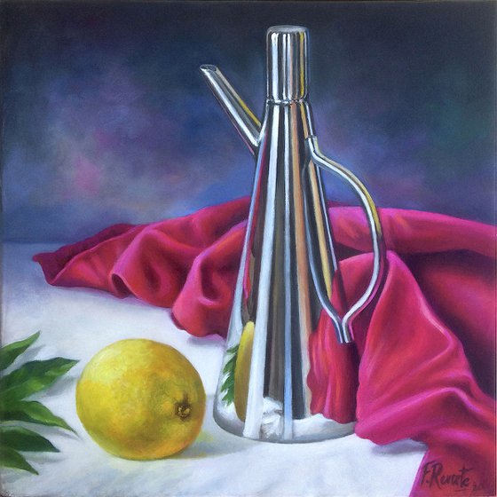 Chrome Oil Cruet and Lemon