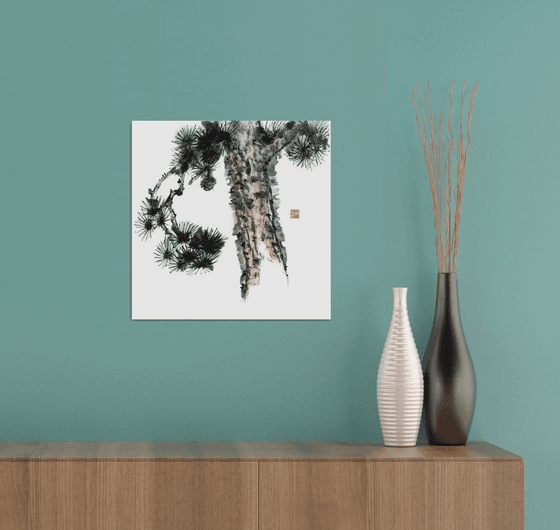 Pine with cone - Oriental Chinese Ink Painting