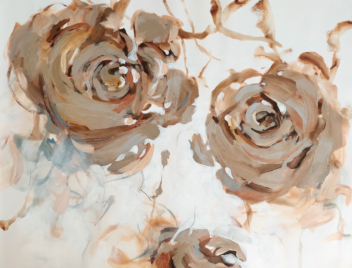 Abstract Acrylic Painting By Cristian Cuevas, 40 X 30, Flower Of Mars, Original Artwork