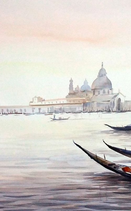 Venice at Early Morning - Watercolor Painting by Samiran Sarkar