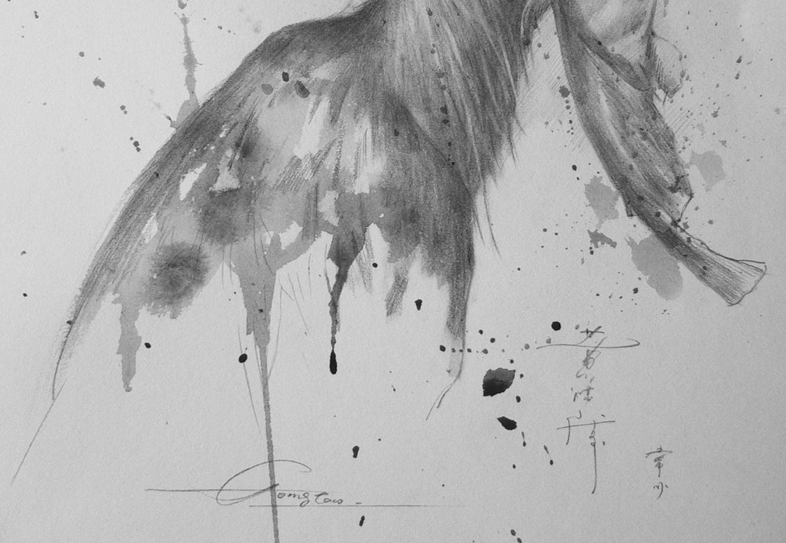 Grey Heron Pencil drawing: Hongtao Huang | Artfinder