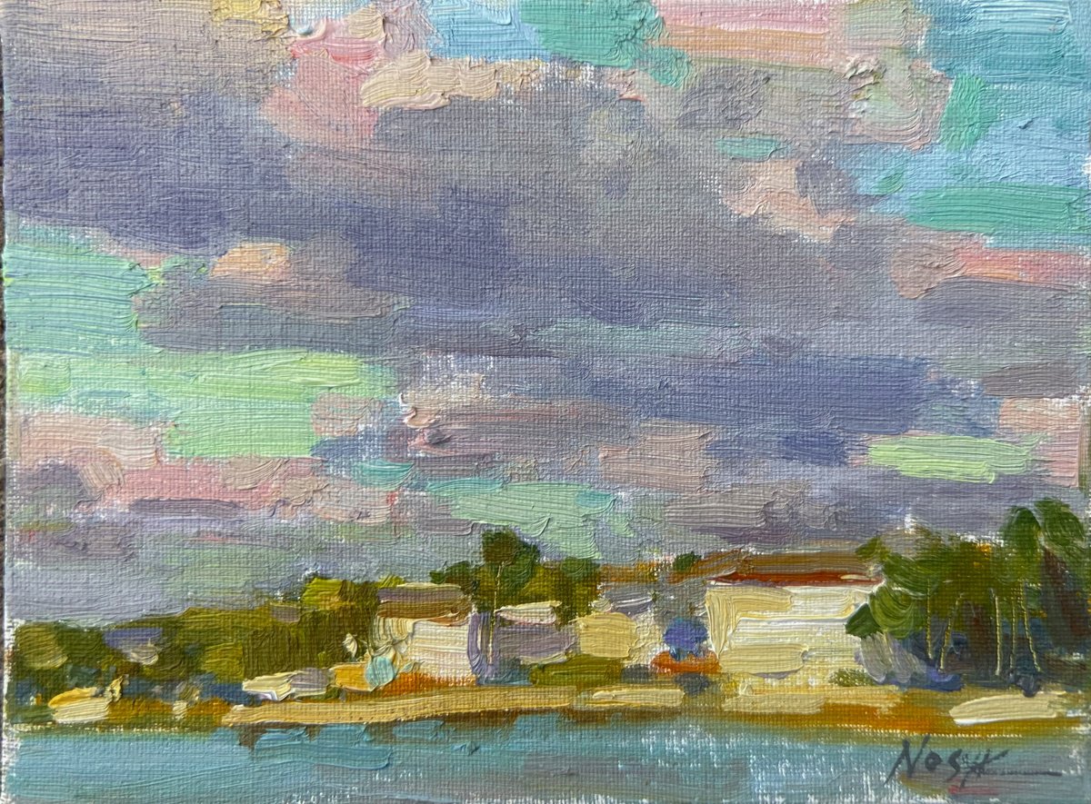 Impressionistic Landscape Oil Painting By Nataliia Nosyk, 8 X 6", Morning On Higg