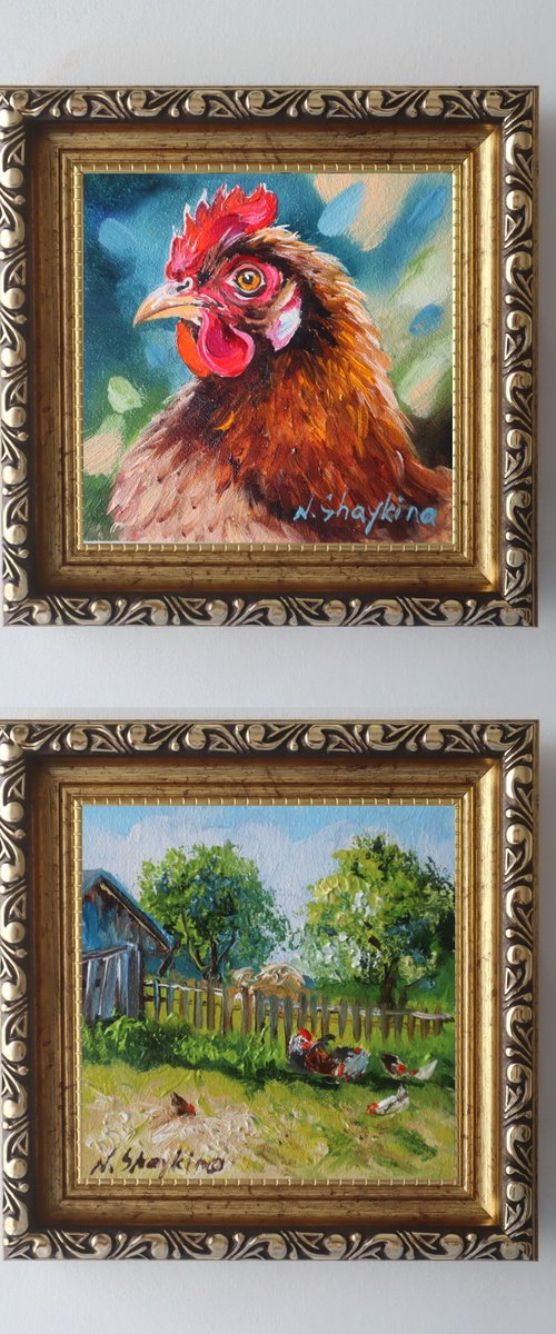 Hen & Farmyard Mini Gift Set by Natalia Shaykina