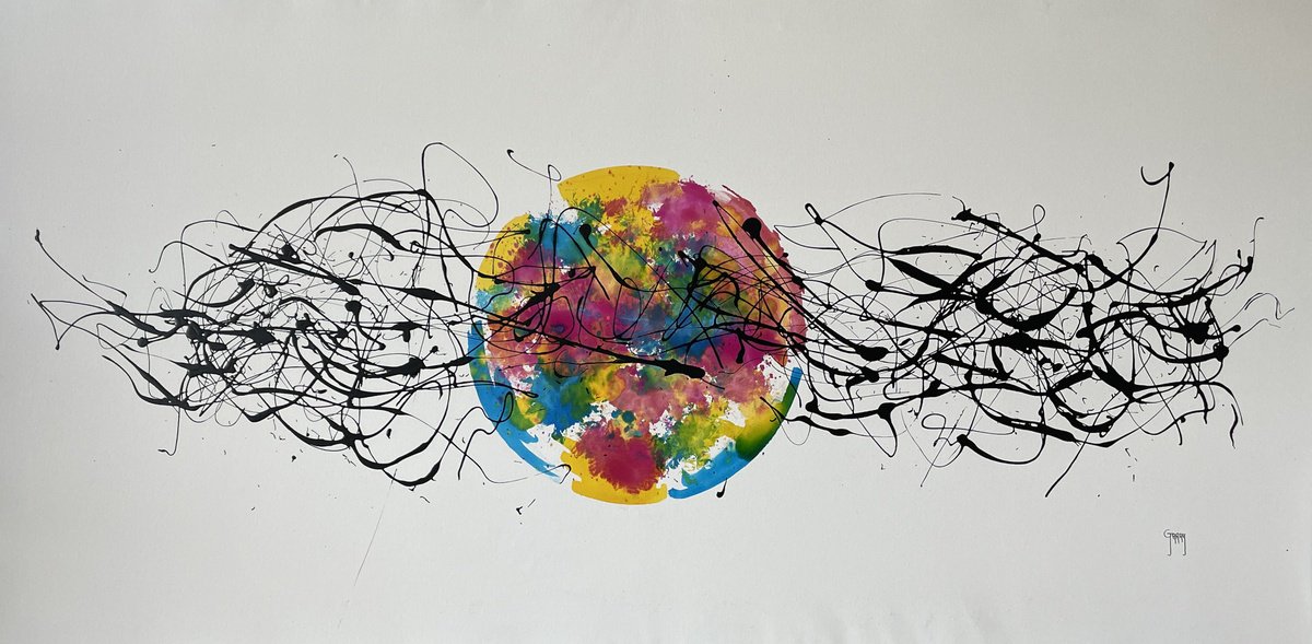 Abstract Acrylic Painting By Juan Jose Garay, 79 X 39", Burst Of Living Color, Original Artwork